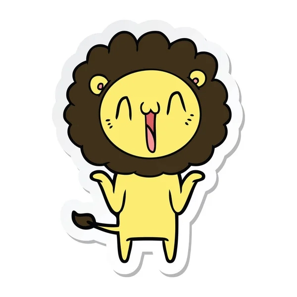 Αυτοκόλλητο Ενός Λιονταριού Ευτυχισμένη Κινουμένων Σχεδίων — Διανυσματικό Αρχείο