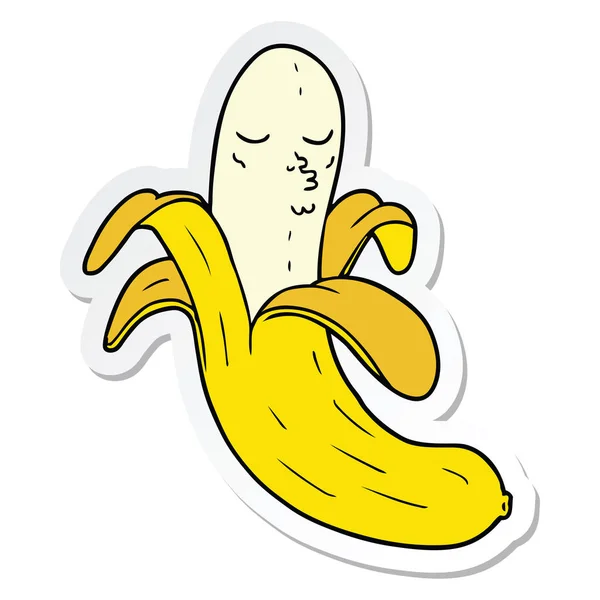 Sticker Van Een Cartoon Beste Kwaliteit Biologische Banaan — Stockvector