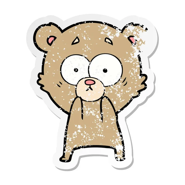 Наклейка тревожной медвежьей карикатуры — стоковый вектор