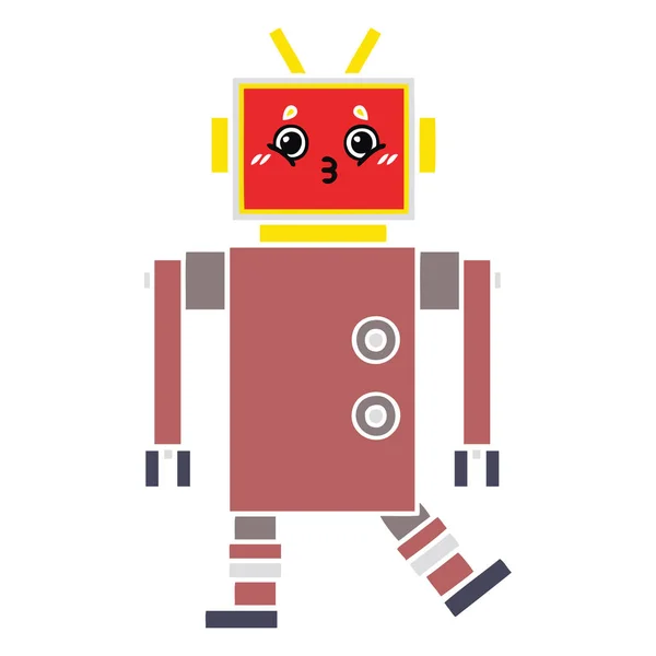 Plochý barevný retro kreslený robot — Stockový vektor