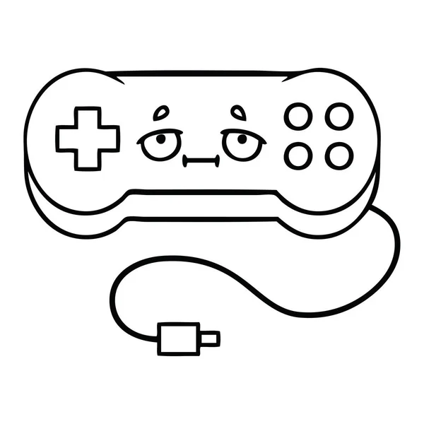 Lijntekening Cartoon Van Een Game Controller — Stockvector