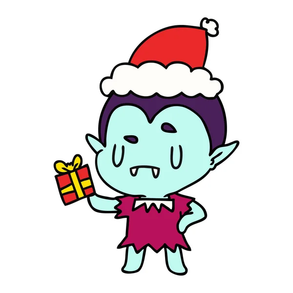 Desenhos animados de Natal de vampiro kawaii — Vetor de Stock