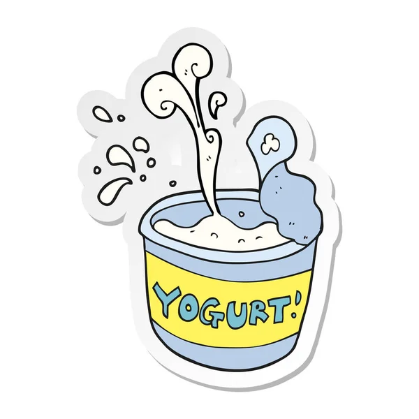 Pegatina Yogur Dibujos Animados — Vector de stock