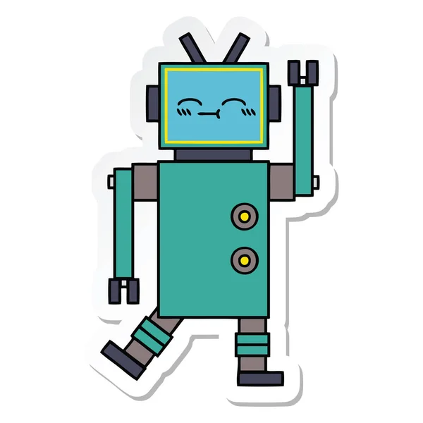 Pegatina de un lindo robot feliz de dibujos animados — Vector de stock