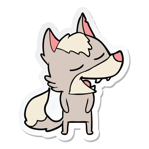 笑って漫画オオカミのステッカー — ストックベクタ