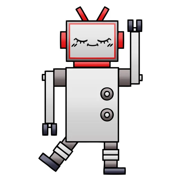 Dibujo Animado Sombreado Degradado Robot — Vector de stock