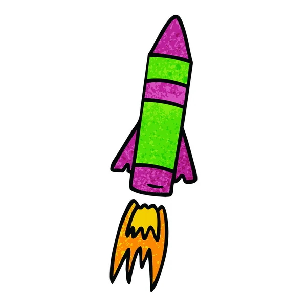 Texturou kreslený doodle kosmická raketa — Stockový vektor