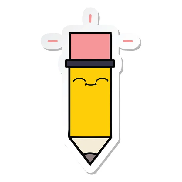 Aufkleber Eines Niedlichen Cartoon Bleistifts — Stockvektor