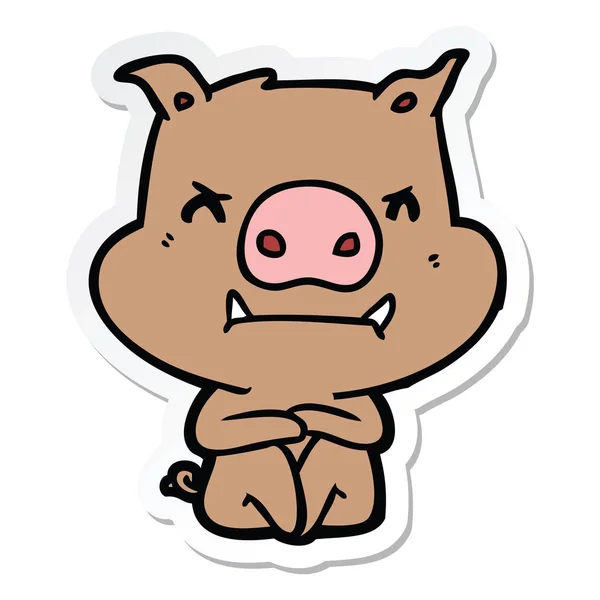 화가 만화 돼지의 스티커 — 스톡 벡터