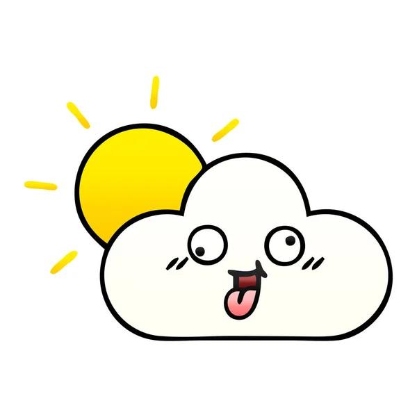 Gradiente Dibujos Animados Sombreados Sol Una Nube — Vector de stock