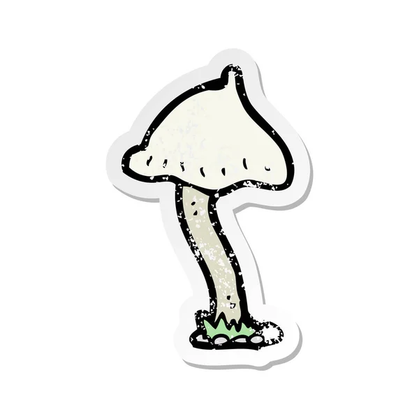 Etiqueta Angustiada Retro Cogumelo Desenho Animado —  Vetores de Stock