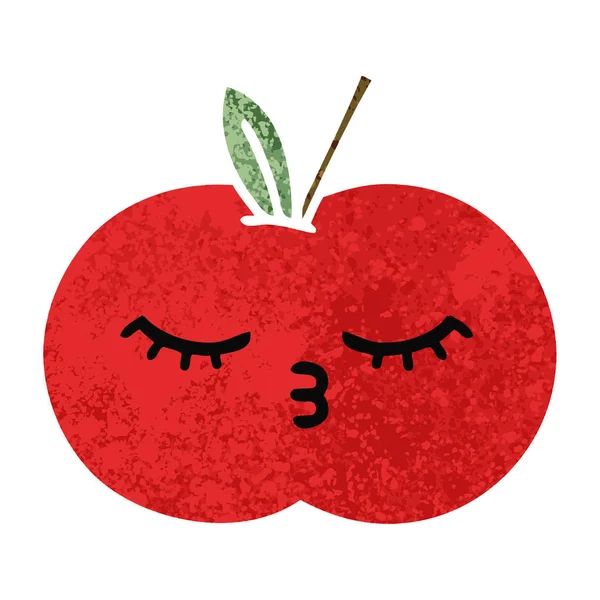 Kreslený Styl Retro Obrázek Červené Jablko — Stockový vektor
