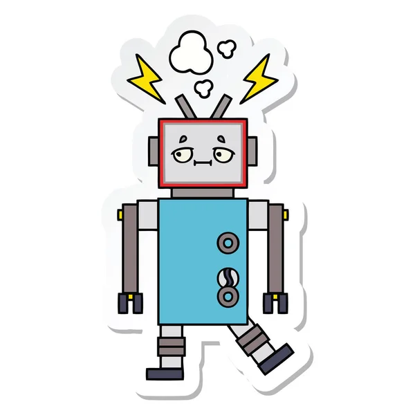Klistermärke Gullig Tecknad Robot — Stock vektor