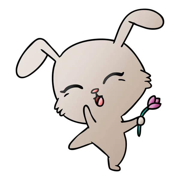 Freehand Drawn Gradient Cartoon Cute Kawaii Bunny — Stock Vector
