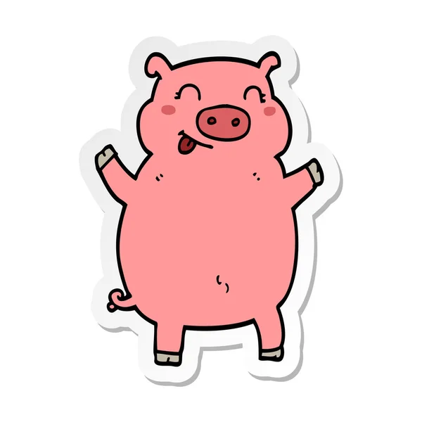 Sticker Cartoon Pig — Stock Vector