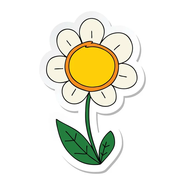 Klistermärke på en udda hand dras tecknad daisy — Stock vektor