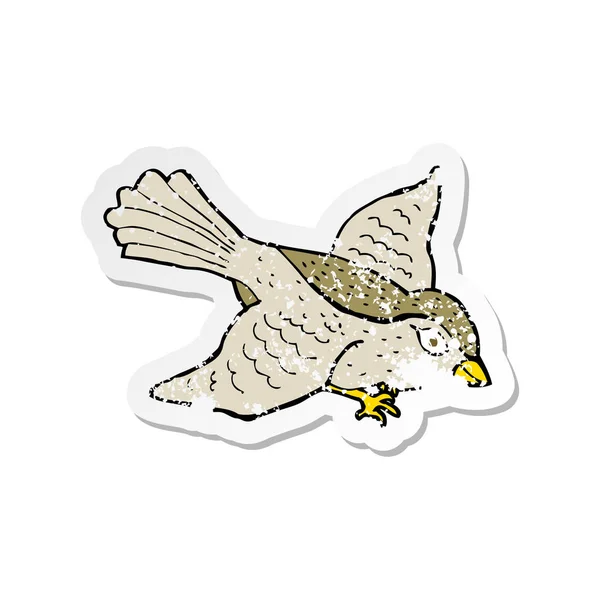 Retro Distressed Sticker Cartoon Flying Bird — Stock Vector