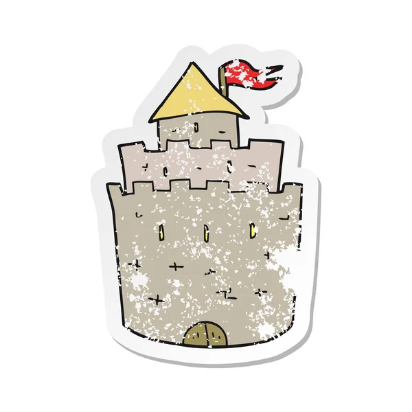 Retro noodlijdende sticker van een cartoon-kasteel — Stockvector