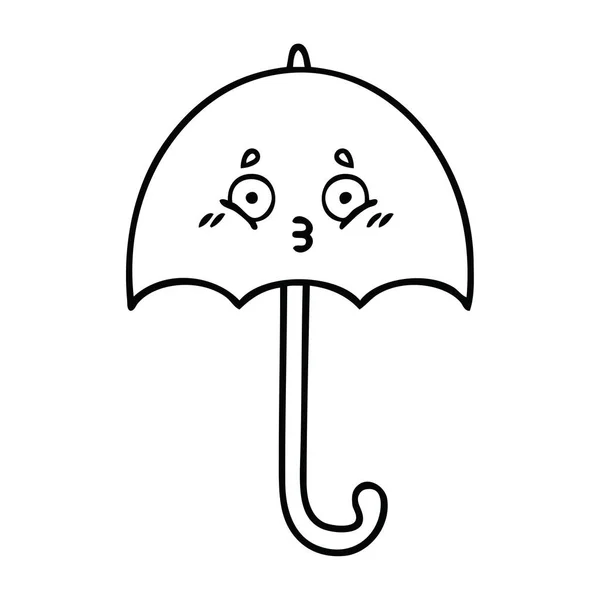 Dibujo Línea Dibujos Animados Paraguas — Vector de stock