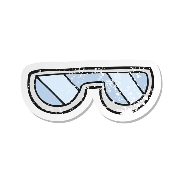 Pegatina Retro Angustiado Unas Gafas Dibujos Animados — Vector de stock