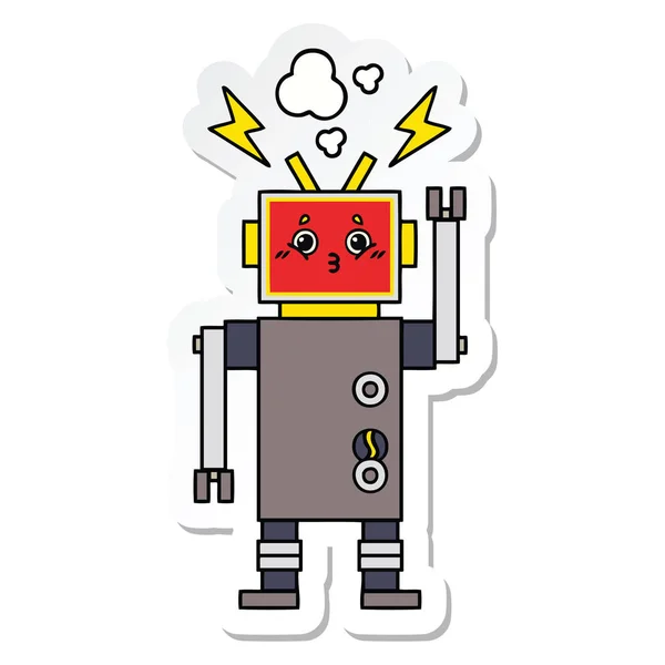 Pegatina Robot Dibujos Animados Lindo Mal Funcionamiento — Vector de stock