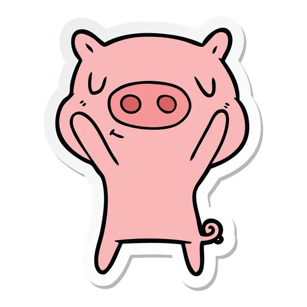 Autocollant Cochon Contenu Dessin Animé — Image vectorielle