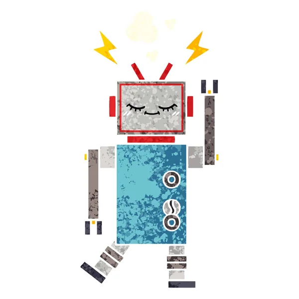 Retro Illustration Stil Tecknad Dansande Robot — Stock vektor