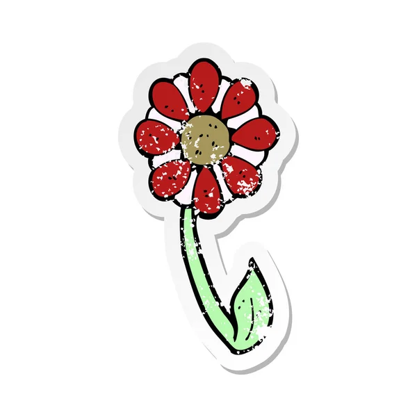 Retro noodlijdende sticker van een cartoon bloem — Stockvector