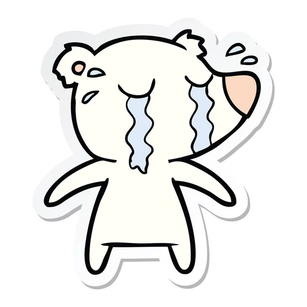 Sticker Cartoon Crying Polar Bear — Stock Vector