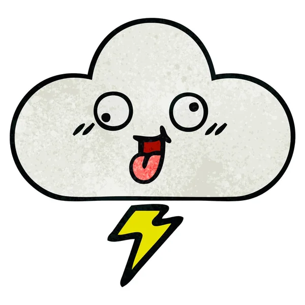 复古的格格纹理卡通的风暴云 — 图库矢量图片
