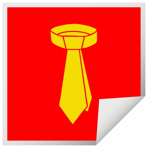 Carré Peeling Autocollant Bizarre Cravate Cou Bande Dessinée — Image vectorielle