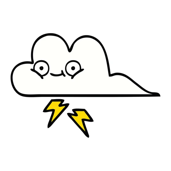 Desenho Animado Bonito Uma Nuvem Trovão — Vetor de Stock