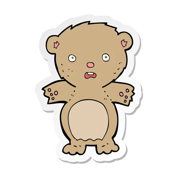 Pegatina Oso Peluche Asustado Dibujos Animados — Vector de stock