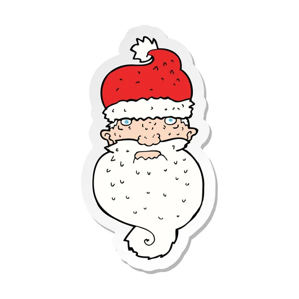 Sticker Van Een Gezicht Van Kerstman Van Cartoon Grim — Stockvector