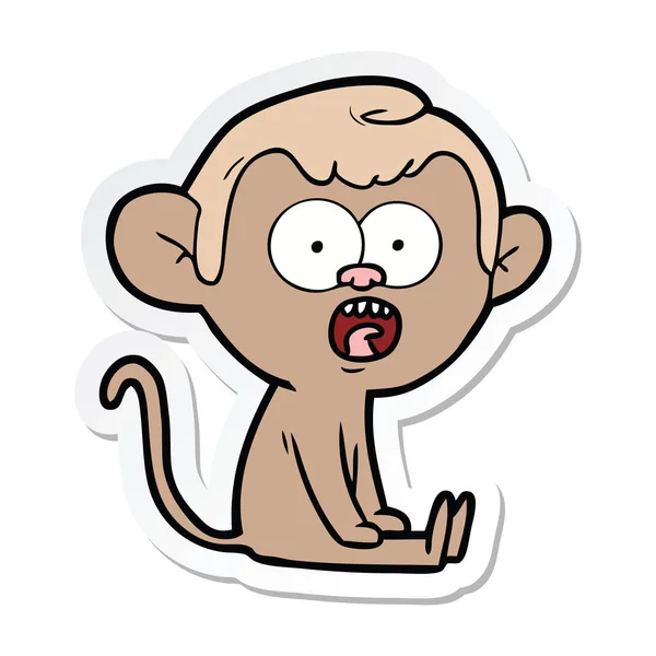 Sticker Cartoon Shocked Monkey — Stock Vector