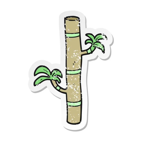 Retro Distressed Sticker Cartoon Bamboo — Stock Vector
