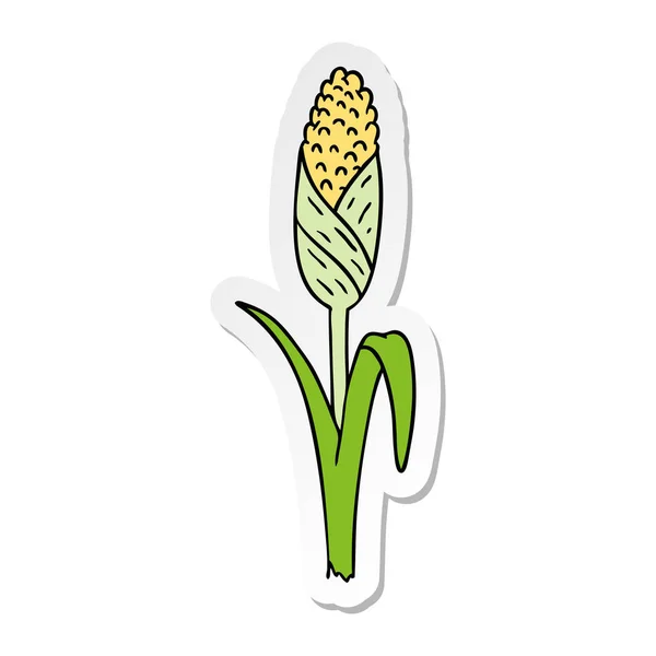 手绘贴纸卡通涂鸦新鲜玉米在玉米棒上 — 图库矢量图片