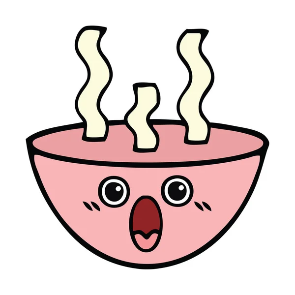 Mignon bol de dessin animé de soupe chaude — Image vectorielle