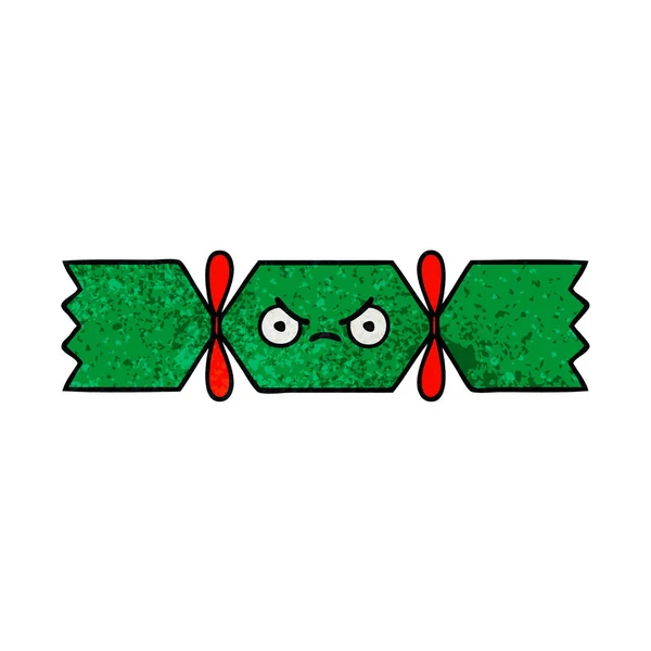 Rétro Grunge Texture Dessin Animé Biscuit Noël — Image vectorielle