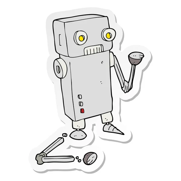 Pegatina Robot Roto Dibujos Animados — Vector de stock