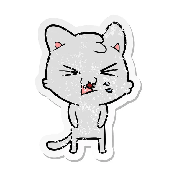 Szomorú böllér-ból egy sziszegő macska rajzfilm — Stock Vector