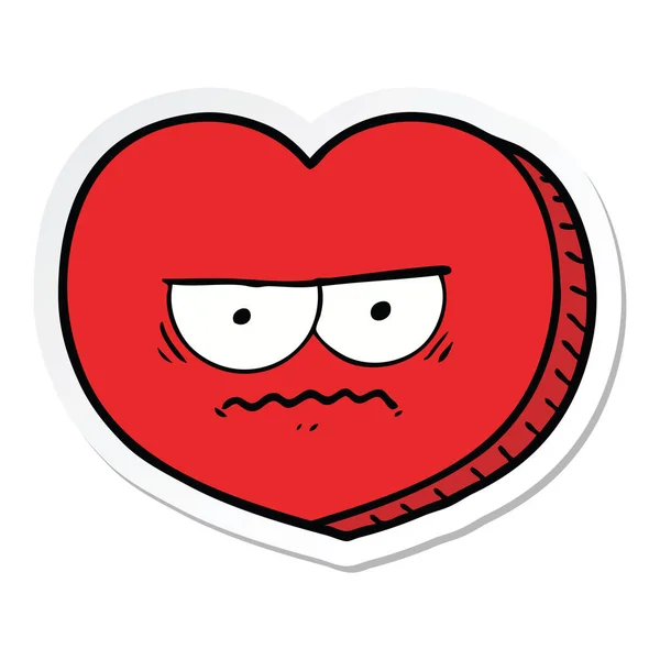 sticker of a cartoon angry heart