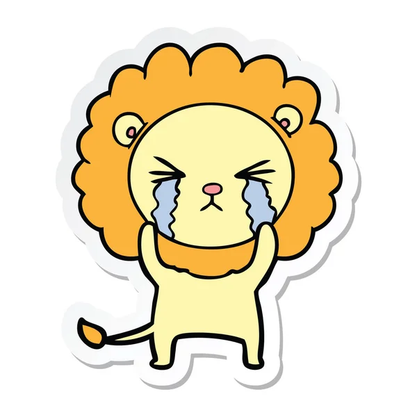 Adesivo di un cartone animato leone piangente — Vettoriale Stock