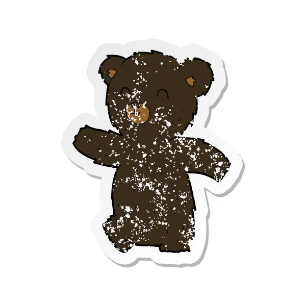 Retro-Aufkleber eines niedlichen Cartoon-Schwarzbären — Stockvektor