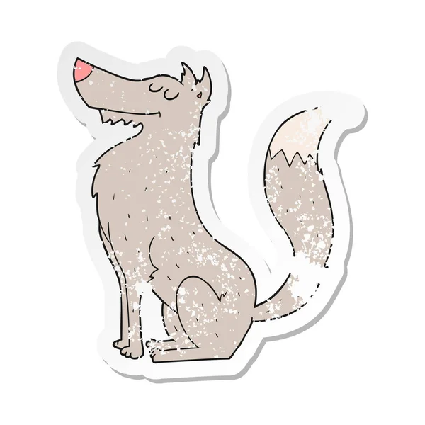 Retro noodlijdende sticker van een cartoon wolf — Stockvector
