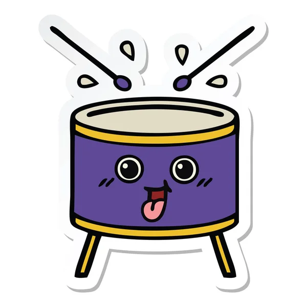Sticker Cute Cartoon Drum — Stock Vector
