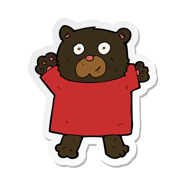 Pegatina Oso Negro Lindo Dibujos Animados — Vector de stock