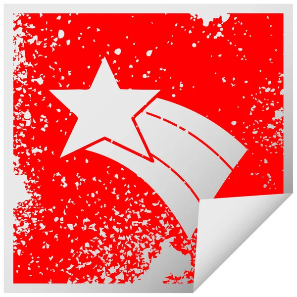 Nödställda Square Peeling Klistermärke Symbol För Skytte Rainbow Stjärna — Stock vektor