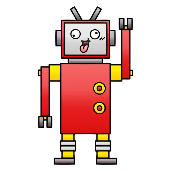 Gradient grijs cartoon gek robot — Stockvector