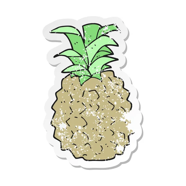 Retro Aufkleber Einer Cartoon Ananas — Stockvektor